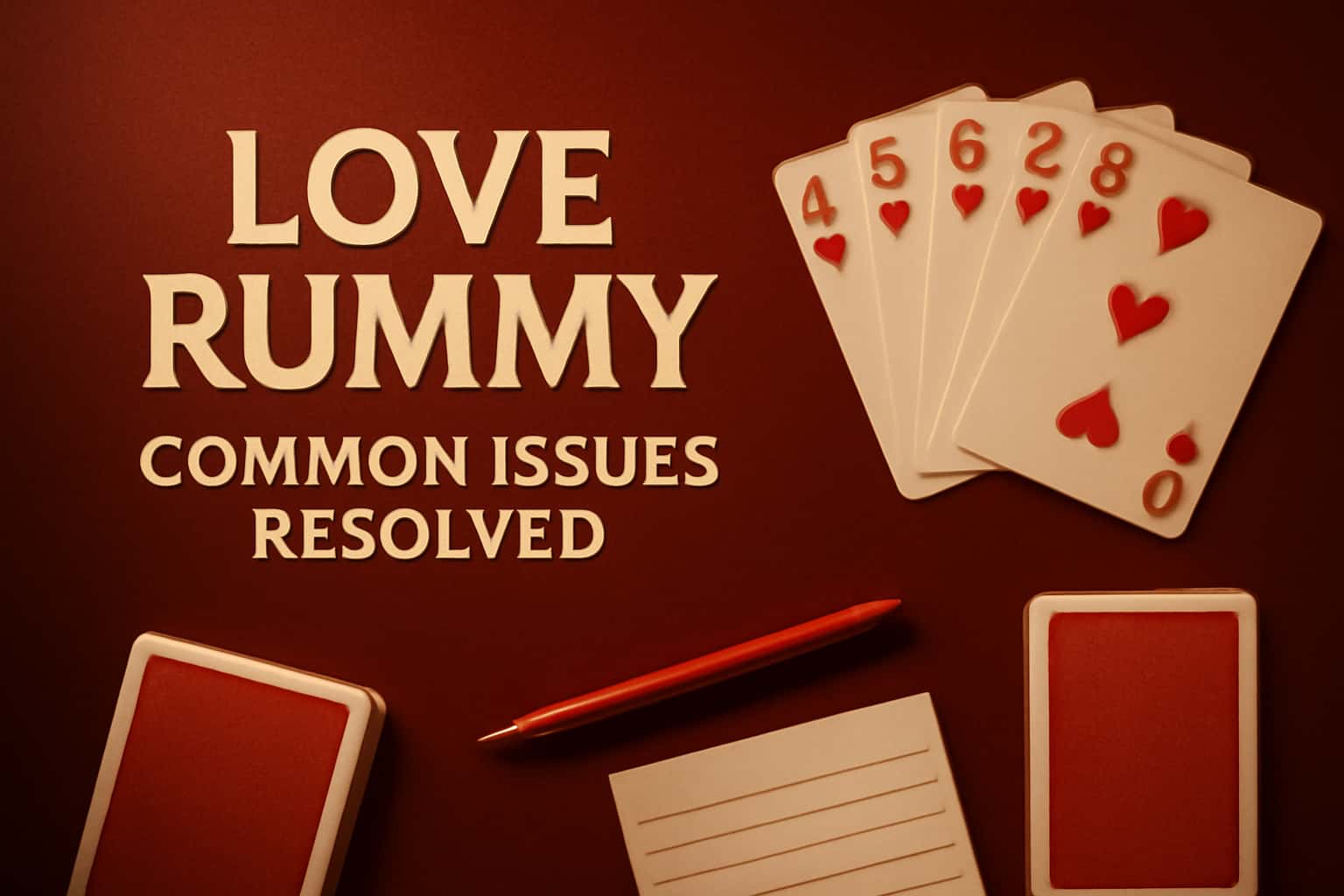 A visual representation of how to resolve common issues with the Love Rummy app.