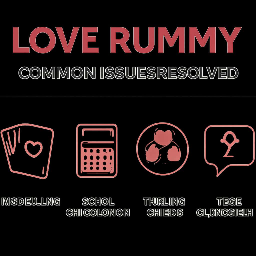 Illustration depicting the process of resolving issues with Love Rummy.