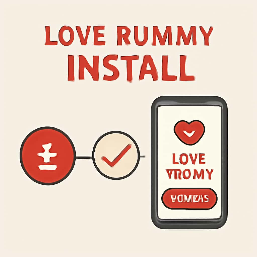 Diagram illustrating installation steps for Love Rummy.