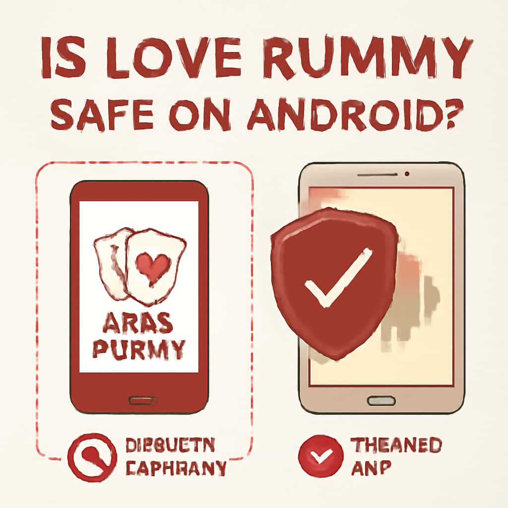Illustration detailing the safety aspects of Love Rummy on Android.