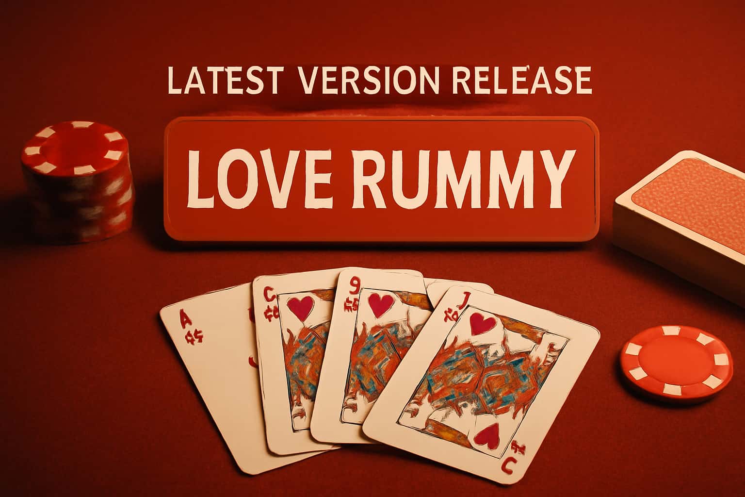 An informational scene depicting the latest version of Love Rummy.