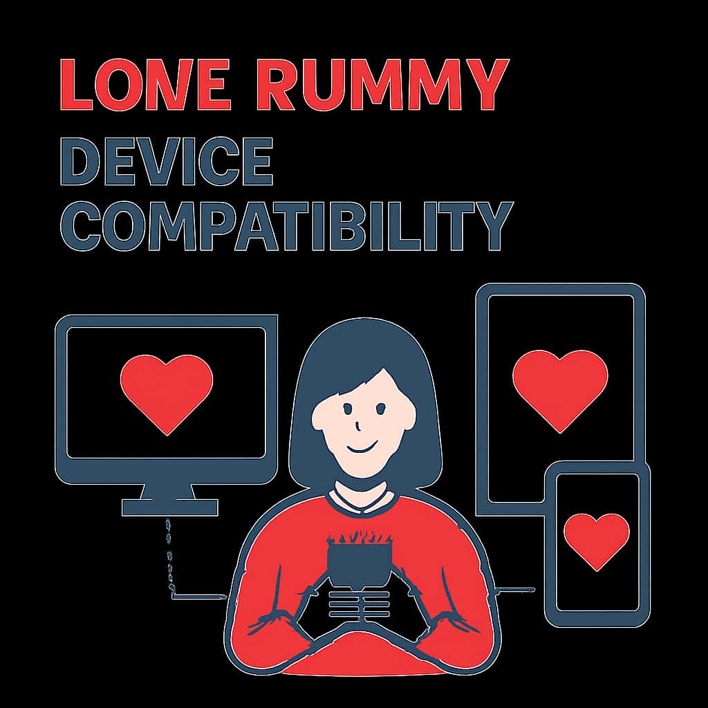 Diagram illustrating Love Rummy's device compatibility and installation process.