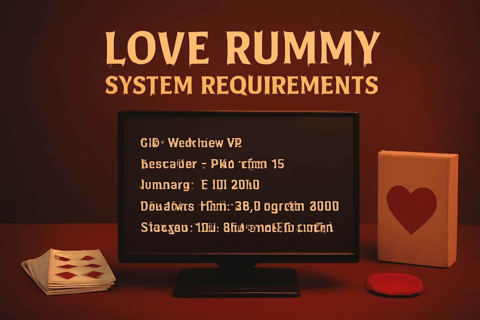 An informational graphic displaying Love Rummy system requirements.