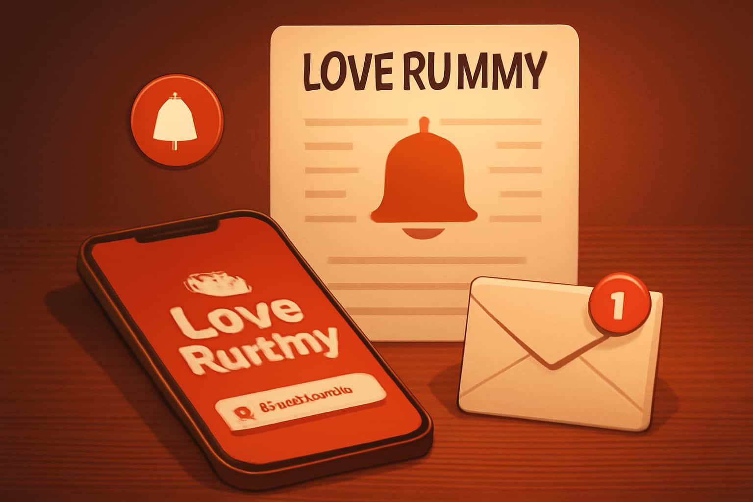 Informational representation of Love Rummy Update Notifications in a high-tech style.