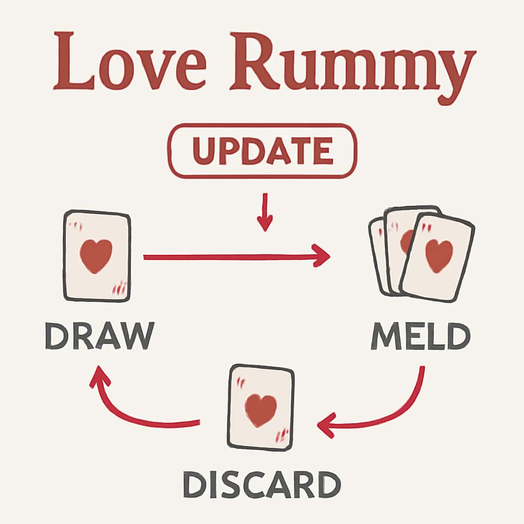 Illustration showing the update process for Love Rummy.